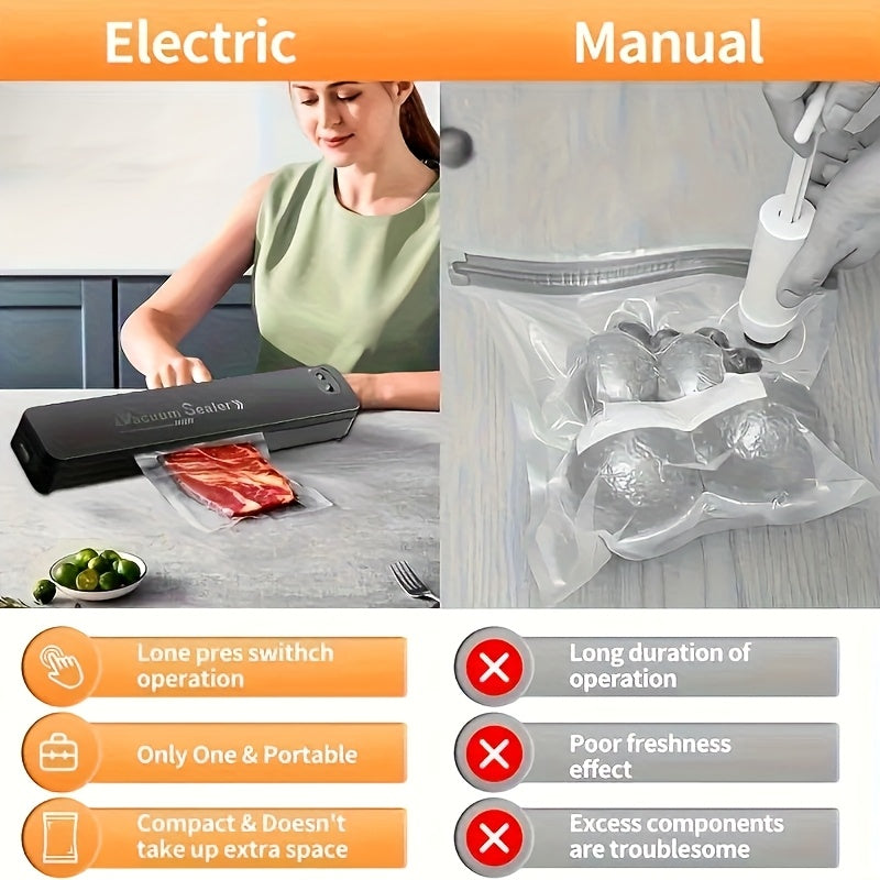 Compact Vacuum Sealer Machine with 10 Seal Bags for Food Storage