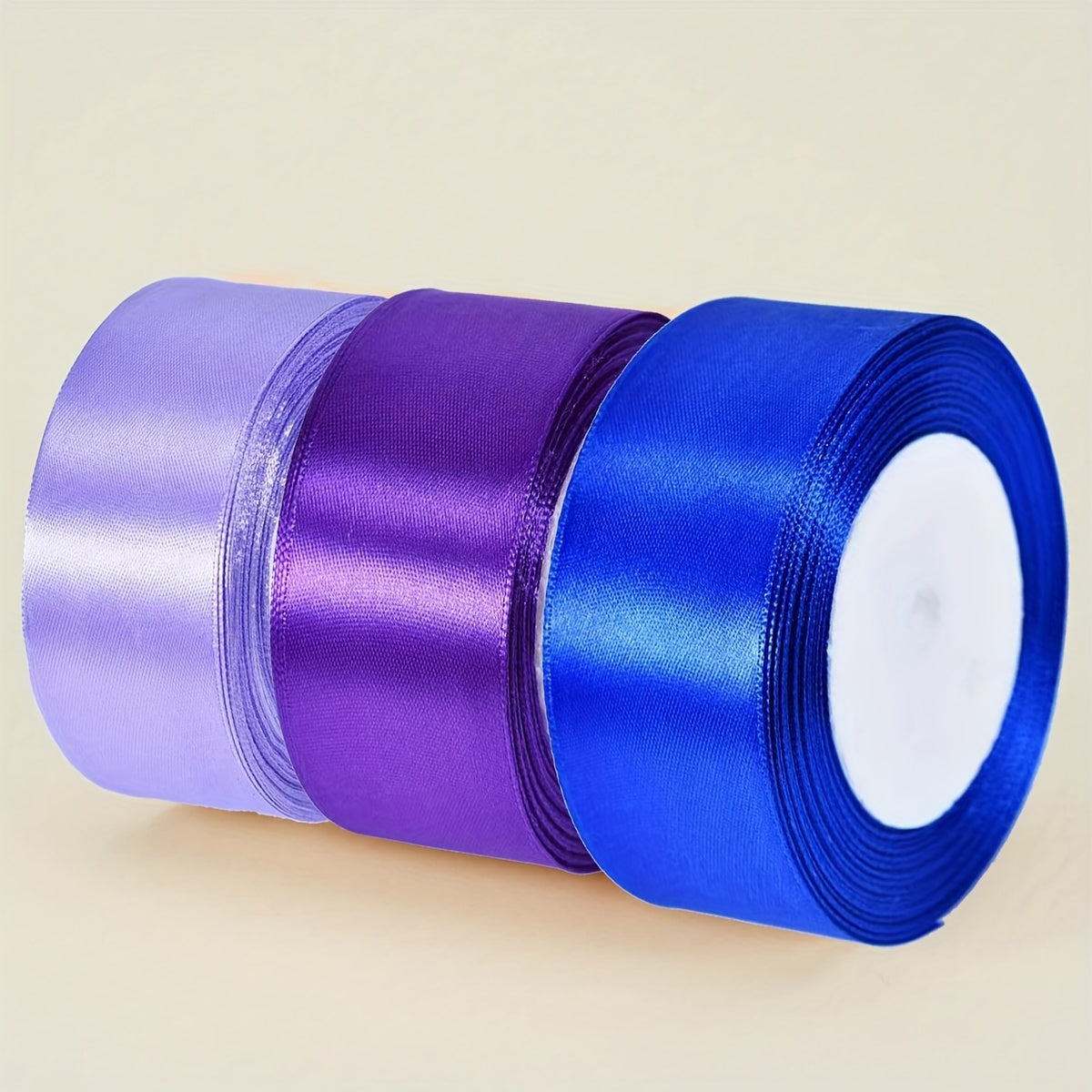 Satin Ribbon Pack 3 Pieces 4cm Wide 22m Long for Wedding Cake Decoration and DIY Crafts