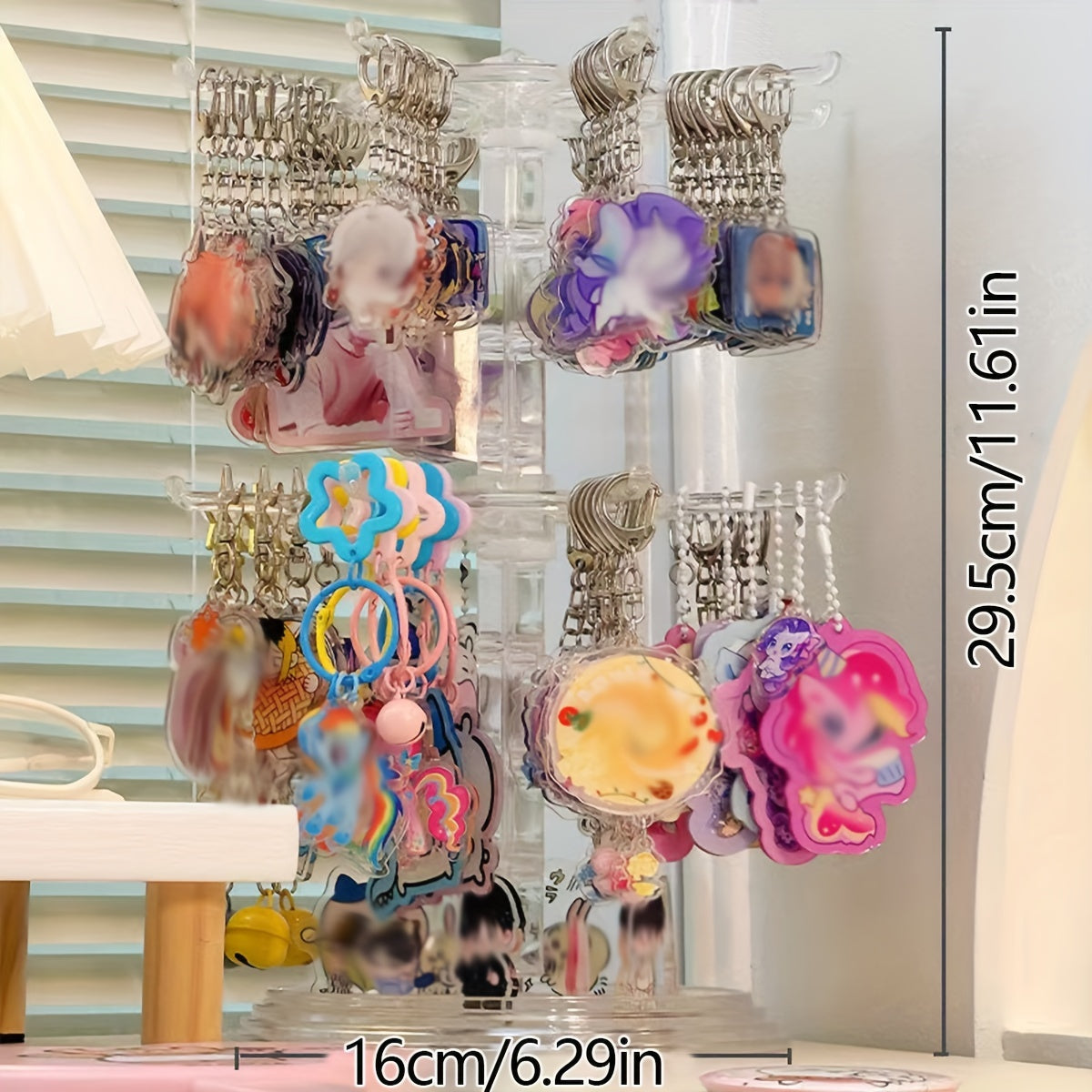 Вращающаяся двухъярусная подставка для ключей, пластиковый органайзер для ключей, бейджей, украшений