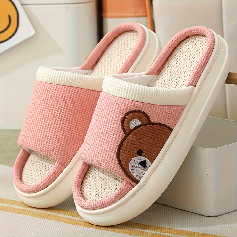 Women's Linen Indoor Slippers Non-Slip Breathable for Home Use