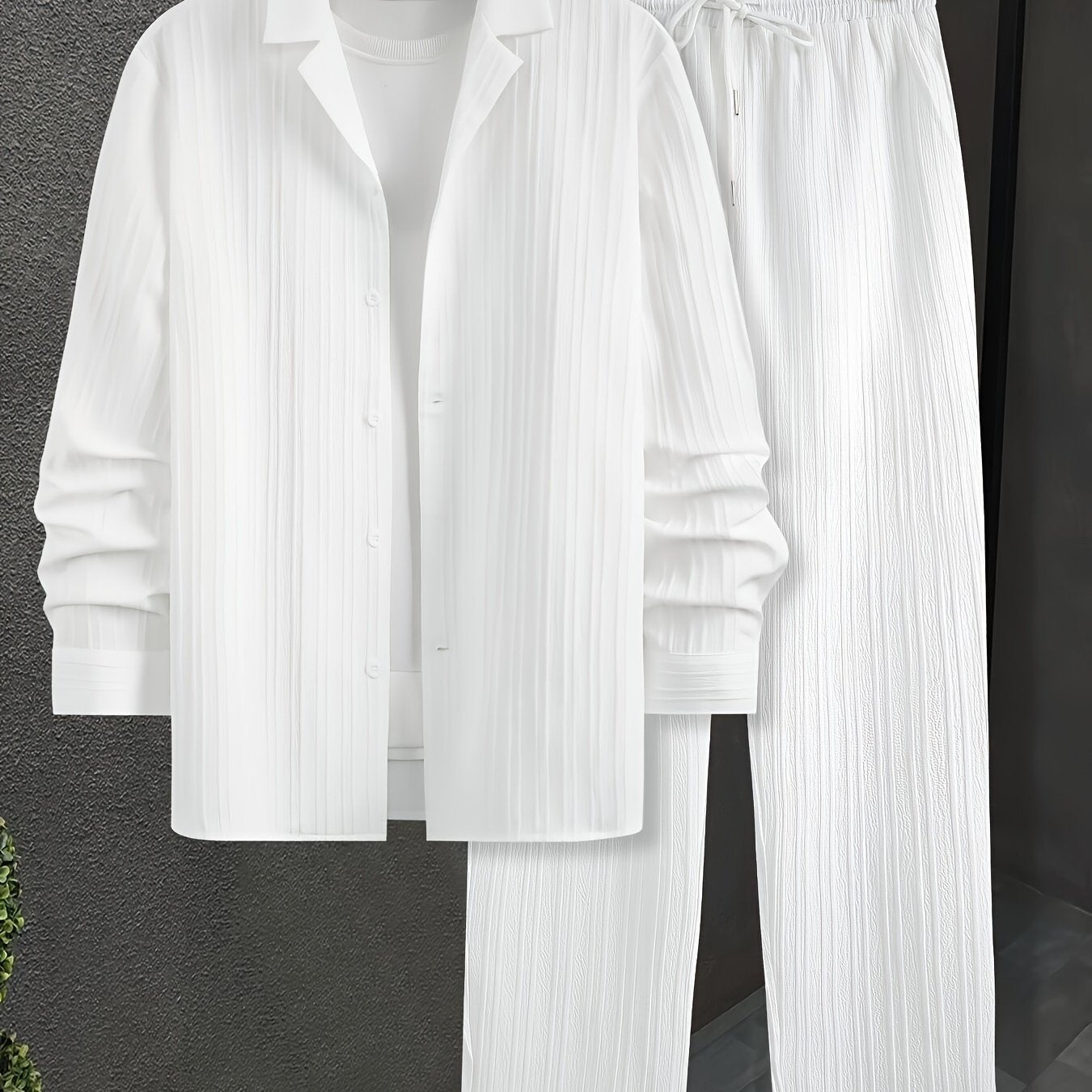 Conjunto de pijama de rayas 3D para hombre, pantalones de manga larga y ropa de descanso