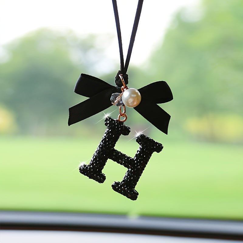 Декоративный кристальный алфавит вешалка с бантом и искусственной жемчужиной
