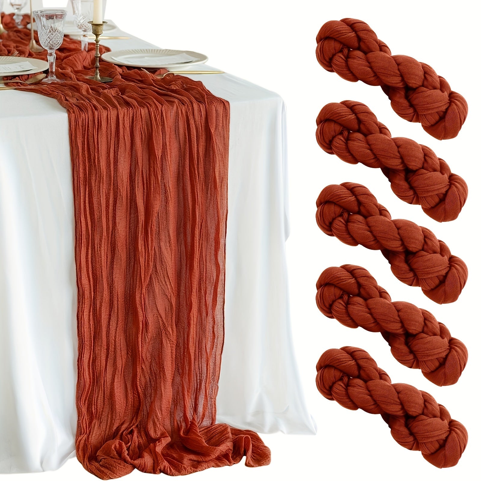 Set of 5 Handmade Polyester Table Runners for Weddings and Events