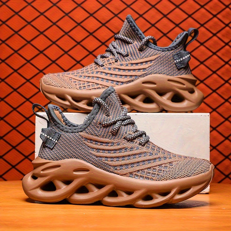 Kids Breathable Knit Sneakers for Tennis and Running All Season Lightweight EVA Sole