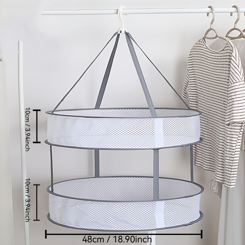 Estante de secado de malla de doble capa plegable para ropa interior, calcetines y suéteres, bandeja portátil para viajes