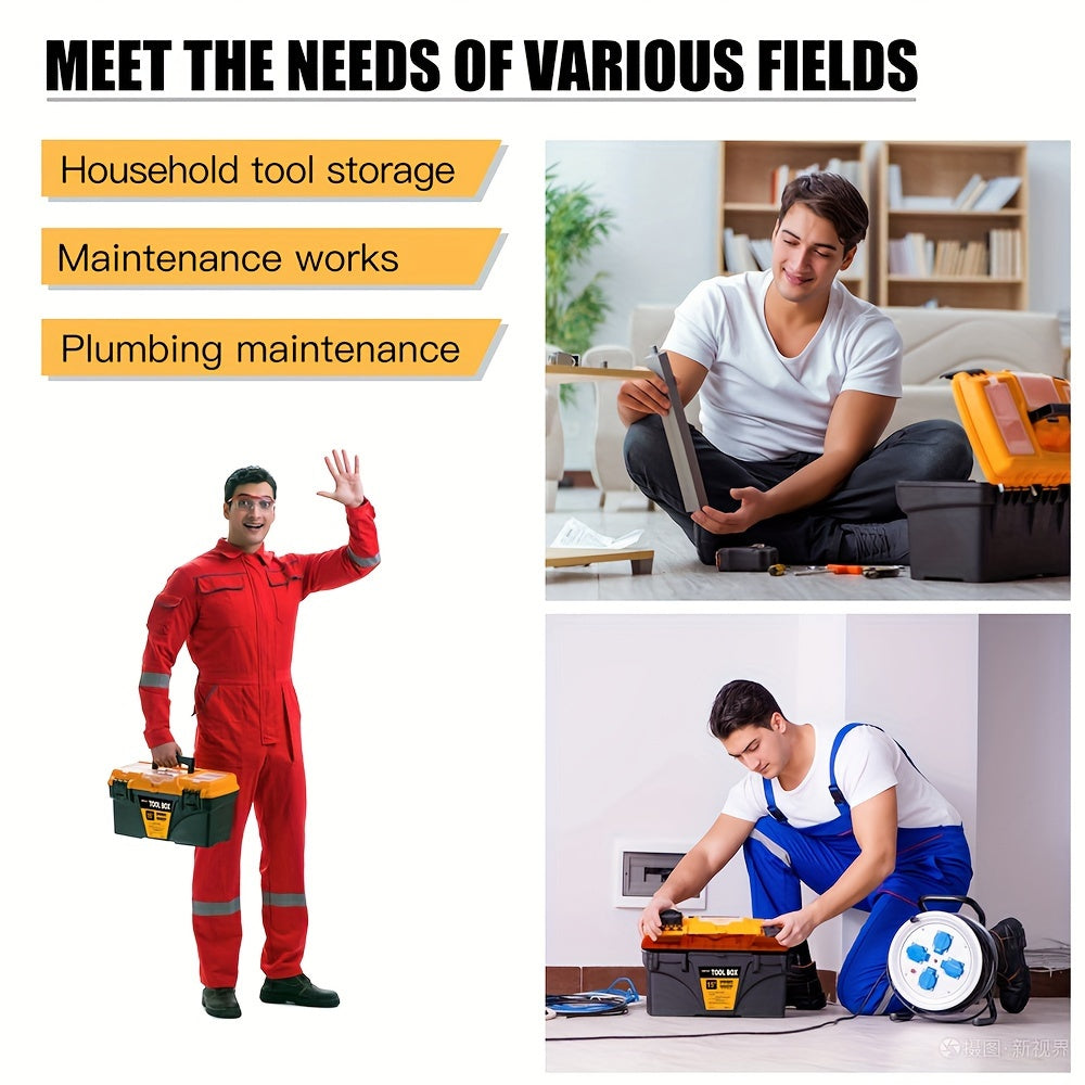 38.1cm Plastic Hardware Toolbox for Electricians and Woodworkers Storage Case