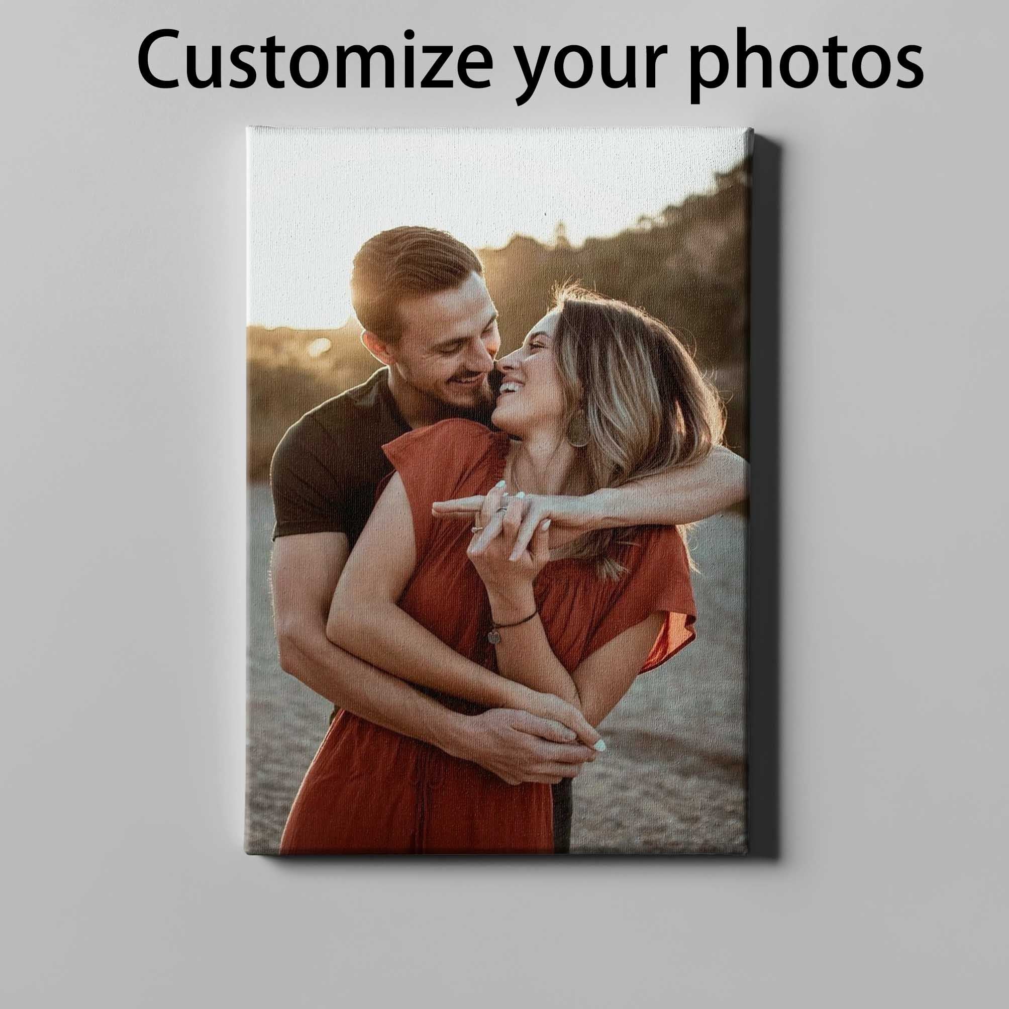 Personalized Couple Photo Canvas Wall Art, Framed, Custom Keepsake Gift