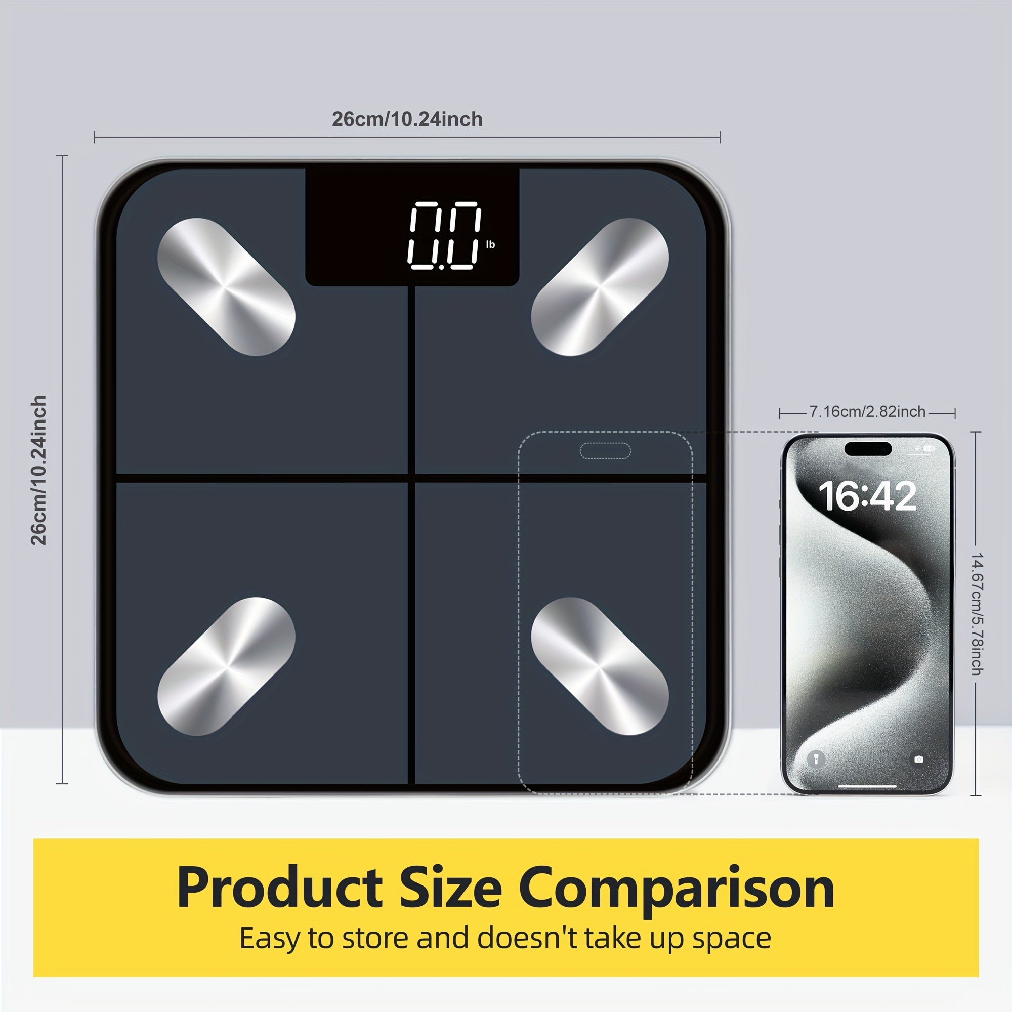 Wireless smart bathroom scale with LED display syncs with fitness apps and is battery powered