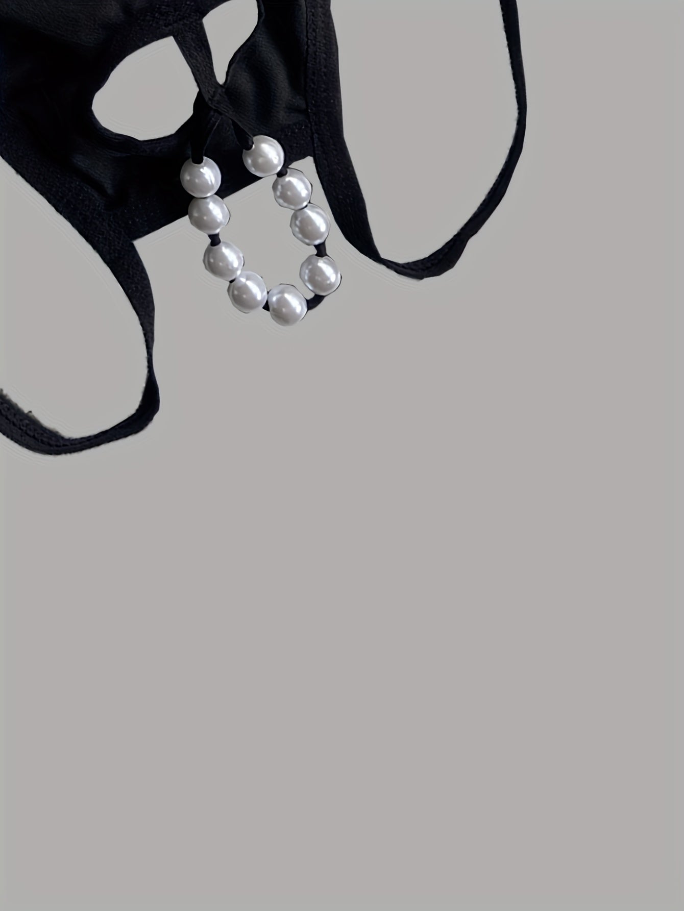 Men's Tuxedo Print Thong with Beaded Chain Detail Sexy Lingerie Medium Stretch Knit Costume Accessory