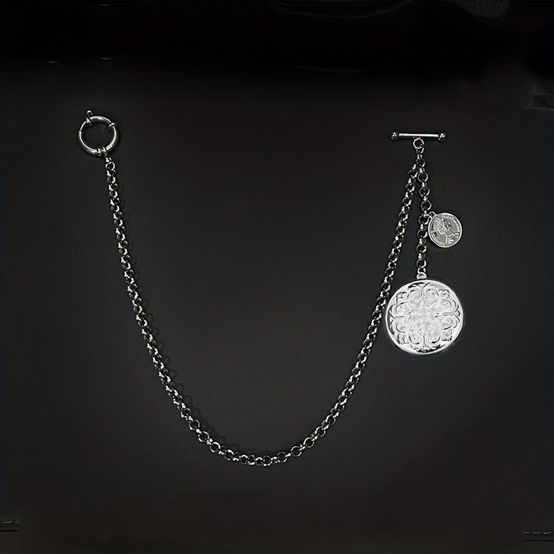 Men's Retro Vest Chain Brooch Set with Lapel Pin and Photo Box