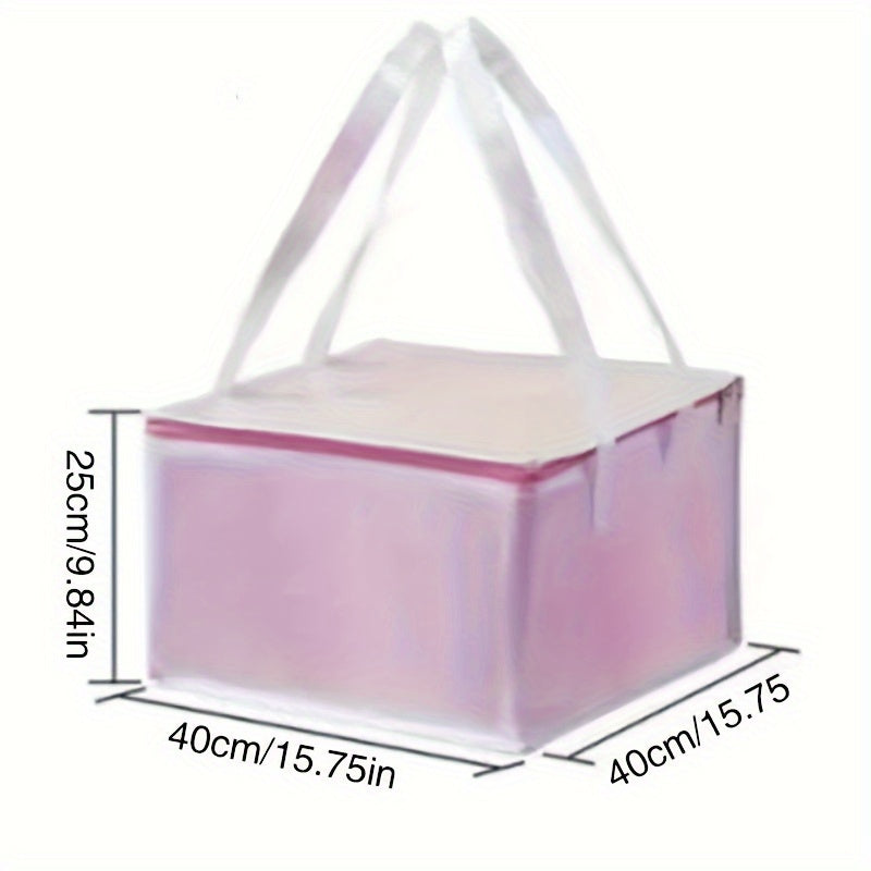 Reusable Insulated Food Delivery Tote Square Metal Foil Food Carrier for Outdoor Dining and Takeout
