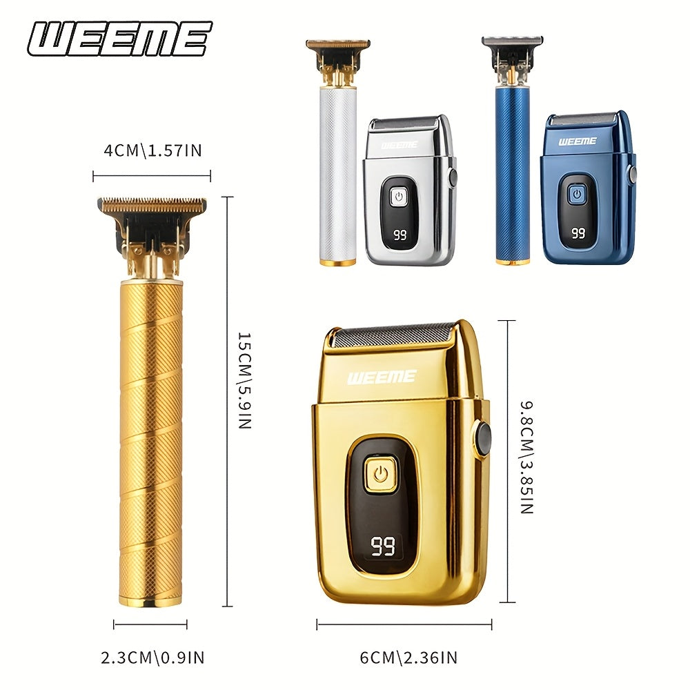 Facial Grooming Set with Razor and T-Shape Trimmer for Shaving Haircutting