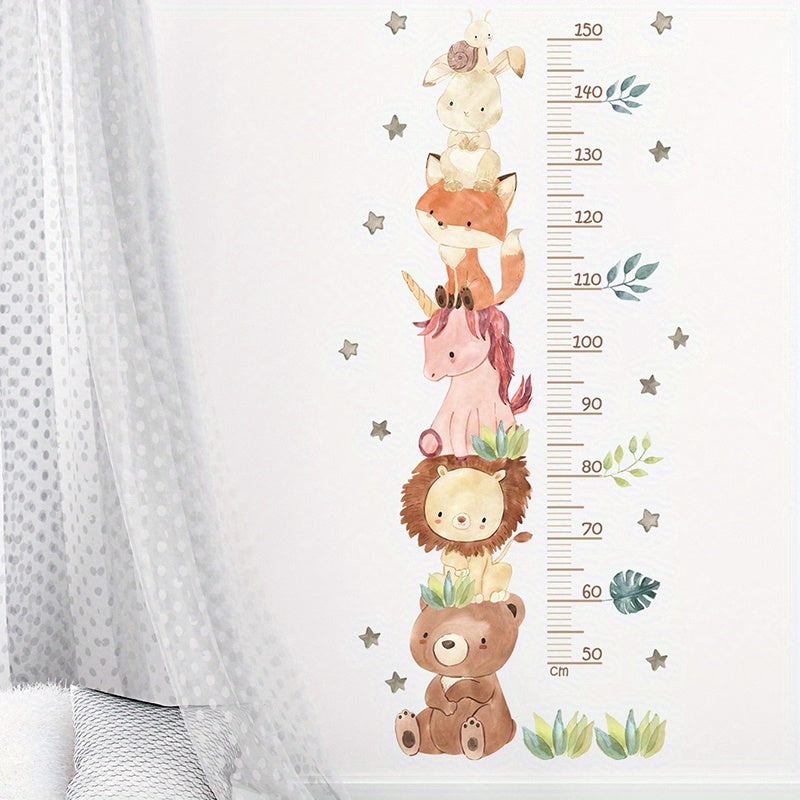Cartoon Animal Height Measurement Wall Decals for Kids Room Decor