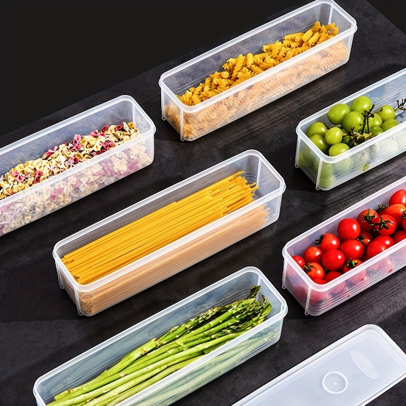 Rectangular Noodle Storage Box with Lid Reusable Plastic Container for Refrigerator Organization