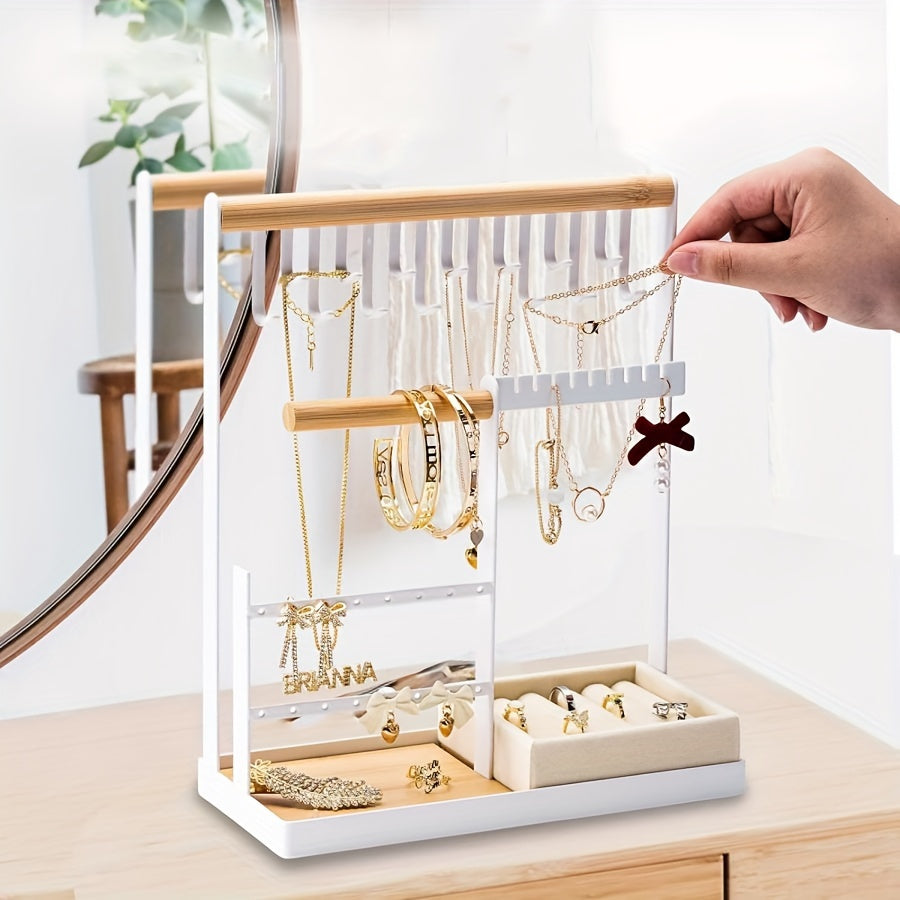 Подставка для украшений из бархата, 5-уровневая железная витрина для ожерелий, сережек, ключей