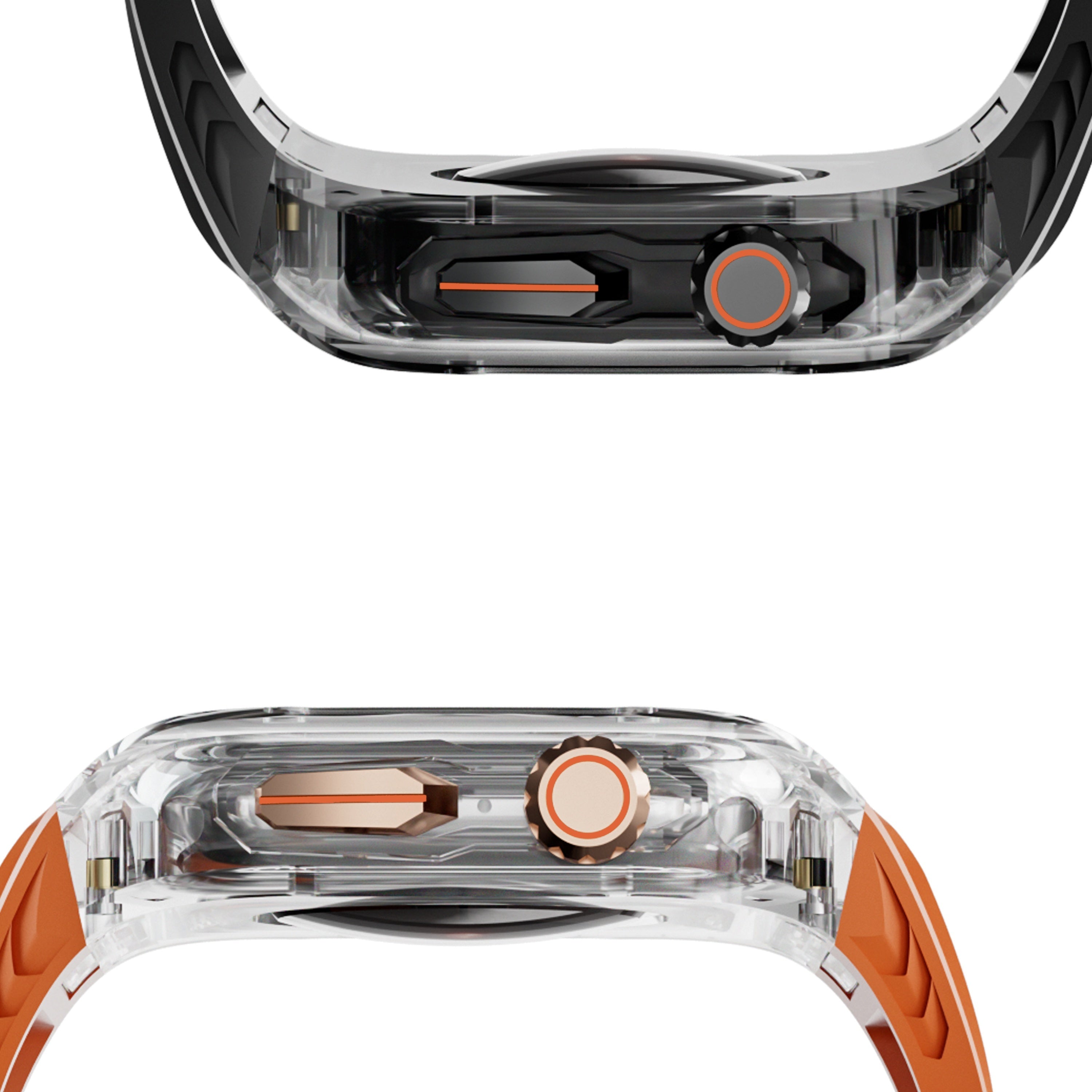 Smartwatch Band TPU Strap with Transparent PC Case for iWatch 9 8 7 6 5 4 SE 44mm 45mm Sport Business Banquet