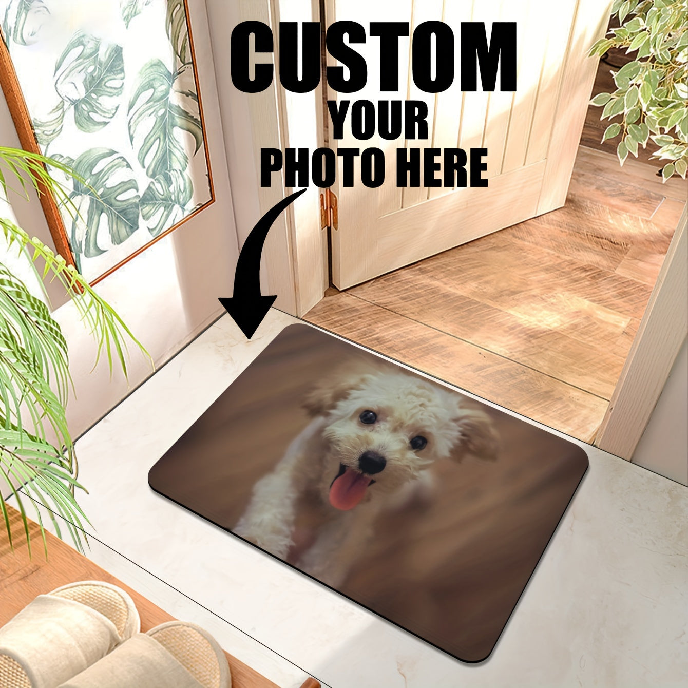 Personalized Photo Door Mat Custom Welcome Mat with Family Name Polyester