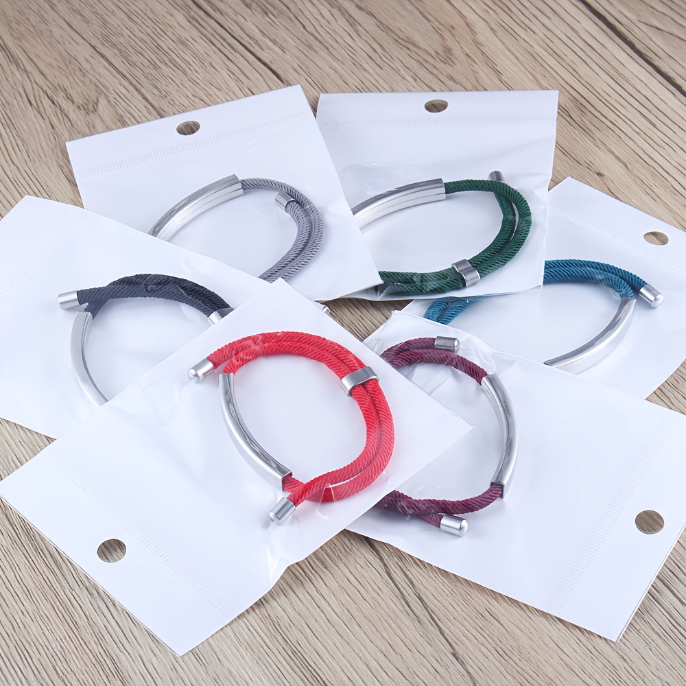 Personalized Stainless Steel Bracelet Adjustable Custom Name Date Gift for Valentine's Day Wedding in Red Grey Wine Red Blue Green Black