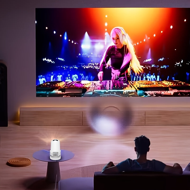 Mini Portable Projector with WiFi 6, 180° Rotatable, White for Home Theater