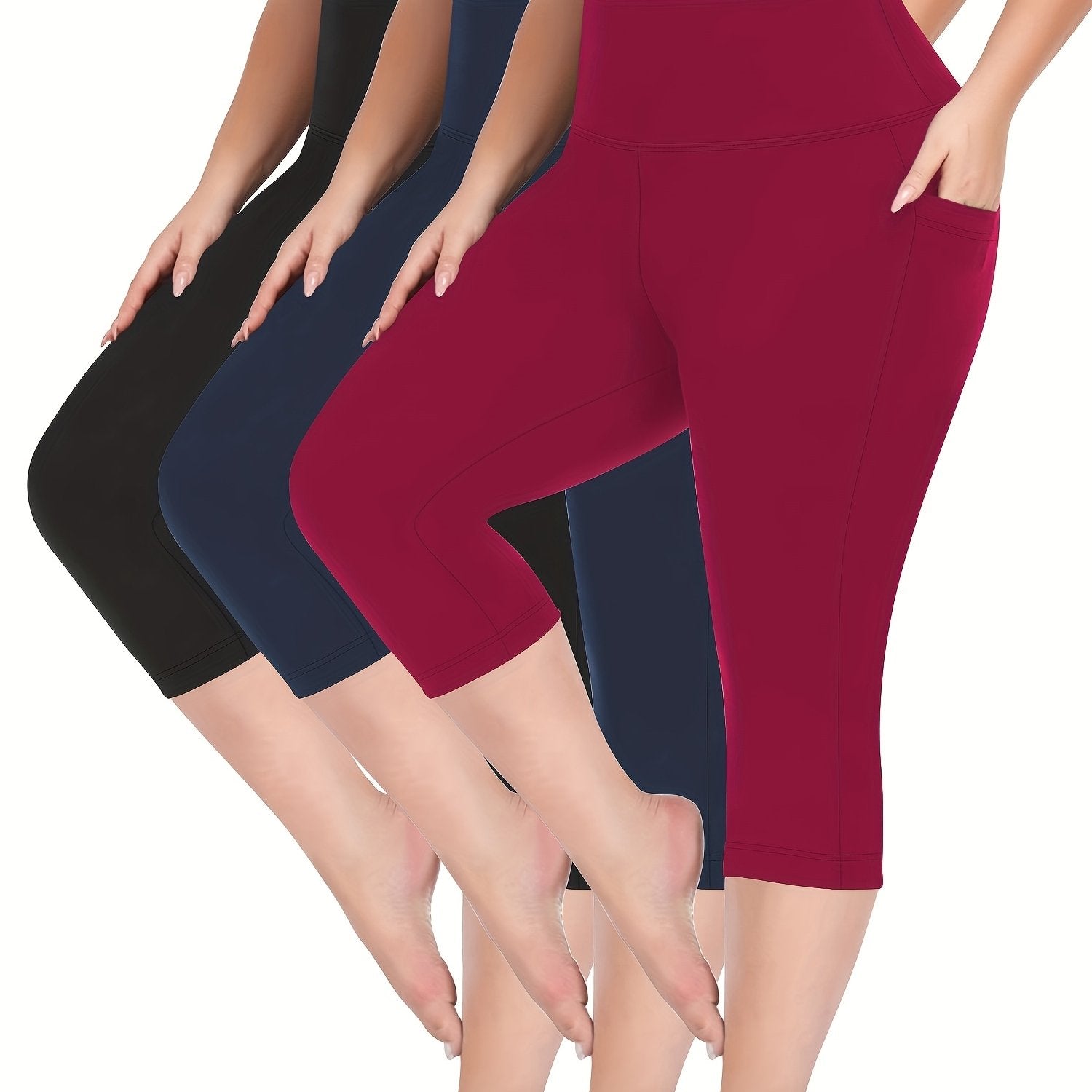 Plus Size High-Waisted Shorts Set With Pockets Stretch Fabric Summer Leopard