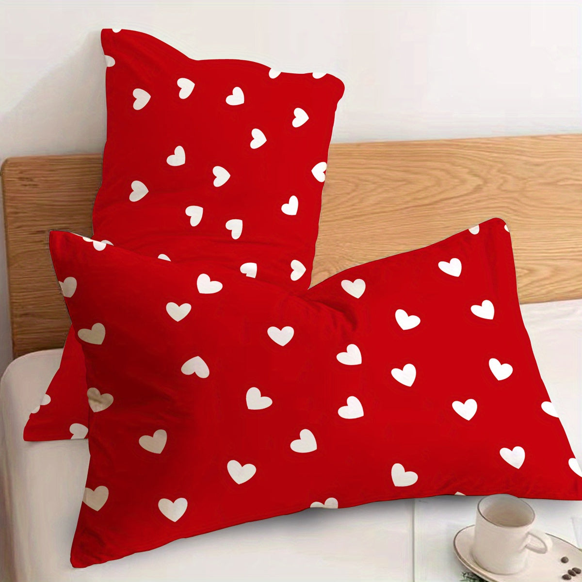 Set of 2 Red Love Pillowcases for Wedding Decor and Home Bedding