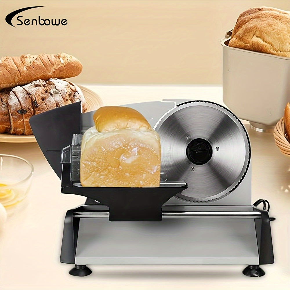Electric Meat Slicer Stainless Steel for Frozen Meat and Bread in Kitchen