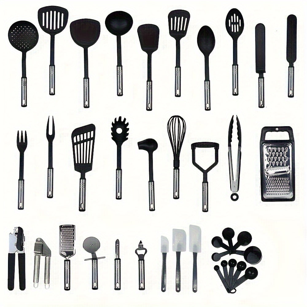 Set of 38 Silicone Kitchen Utensils Nonstick Safe Spoons and Spatulas for Cooking