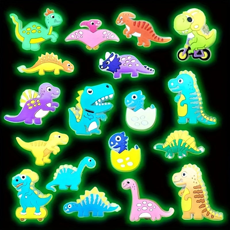 16pcs Luminous Dinosaur Shoe Charms for Shoes Sandals Fluorescent Dinosaur Decorations