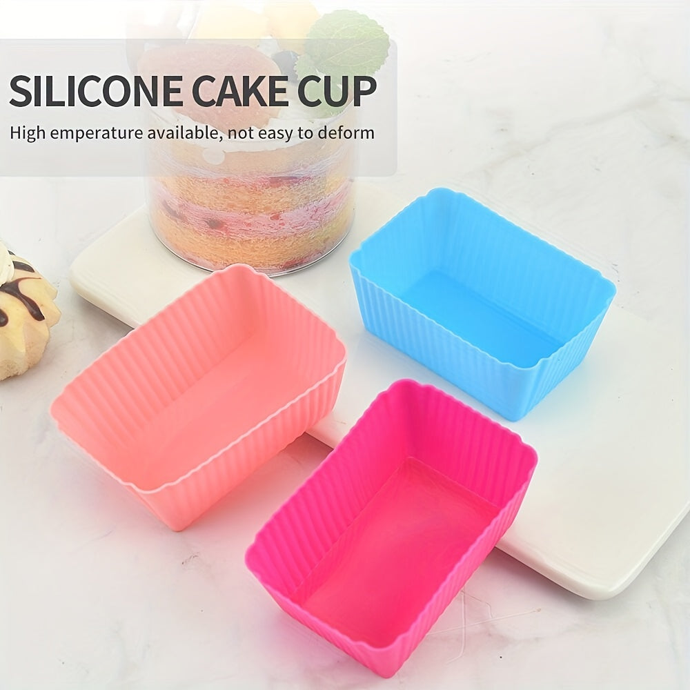 Set of 5-10 Silicone Rectangle Muffin Cups Reusable Baking Liners Kitchen Gadgets
