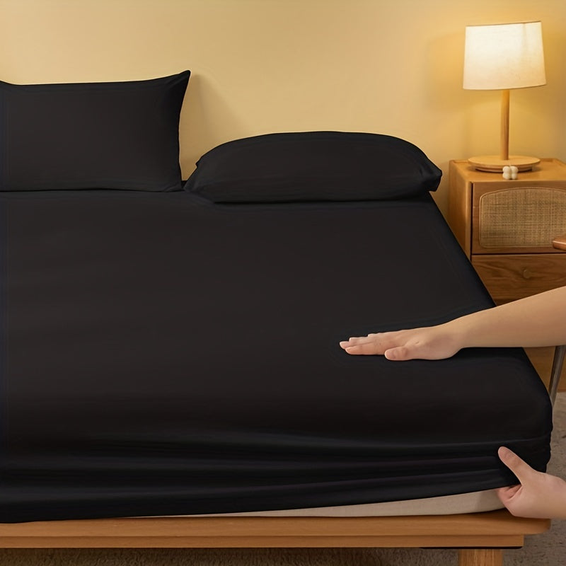 Black Fitted Sheet Deep Pocket Soft Cotton Bed Sheet for Bedroom Guest Room Dorm