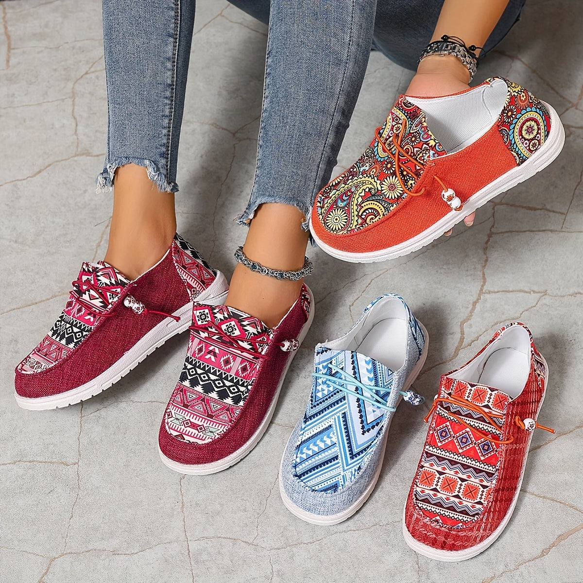 Women's Bohemian Beaded One-Kick Sandals Casual Summer Footwear