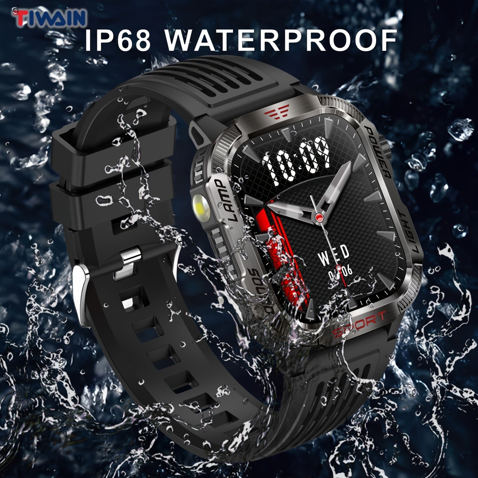 Часы TIWAIN для мужчин и женщин с водонепроницаемостью, USB-зарядкой, 5,08 см IPS-дисплеем, батареей 600 мАч, более 100 спортивными режимами, беспроводной связью 5.0, корпусом из сплава, нейлоновым ремешком, фитнес-трекером с