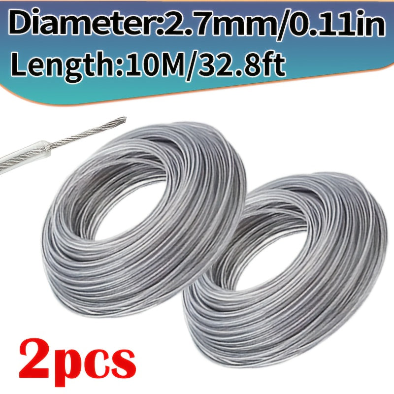 2pcs Steel Wire Nylon Grass Trimmer Line 15m 3mm Diameter Replacement for Lawn Mowers
