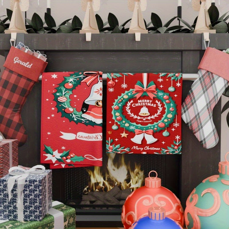 Set of 2 Christmas Kitchen Towels 18x26 Inches Snowflake Holiday Decor