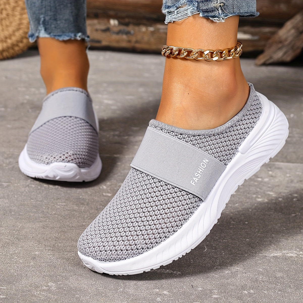 Women's White Black Breathable Mesh Sneakers for Summer Casual Walking