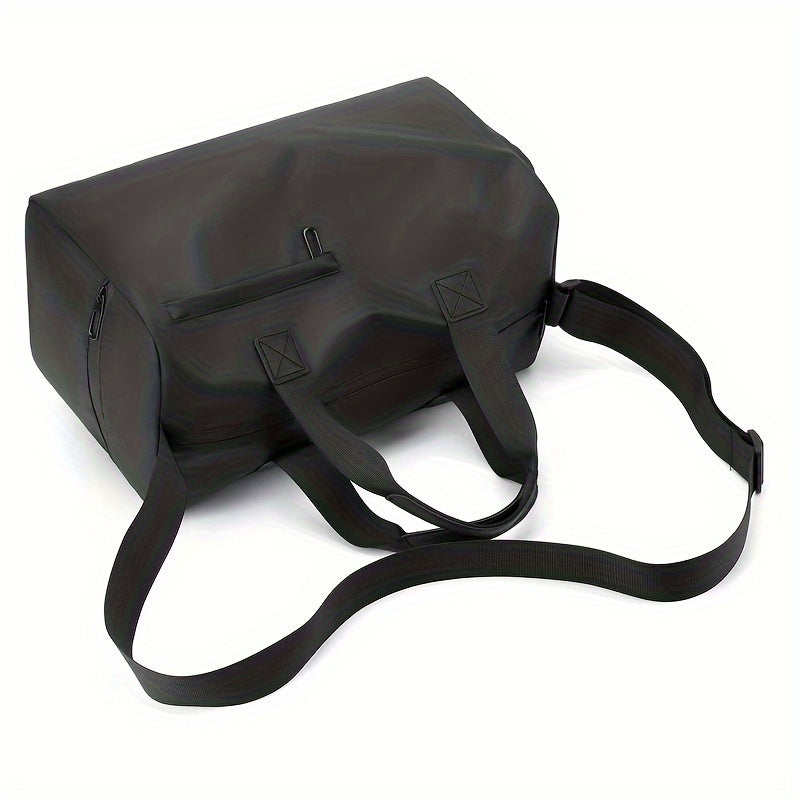 Casual Black Oxford Cloth Duffel Bag with Shoe Compartment for Weekend Travel and Gym