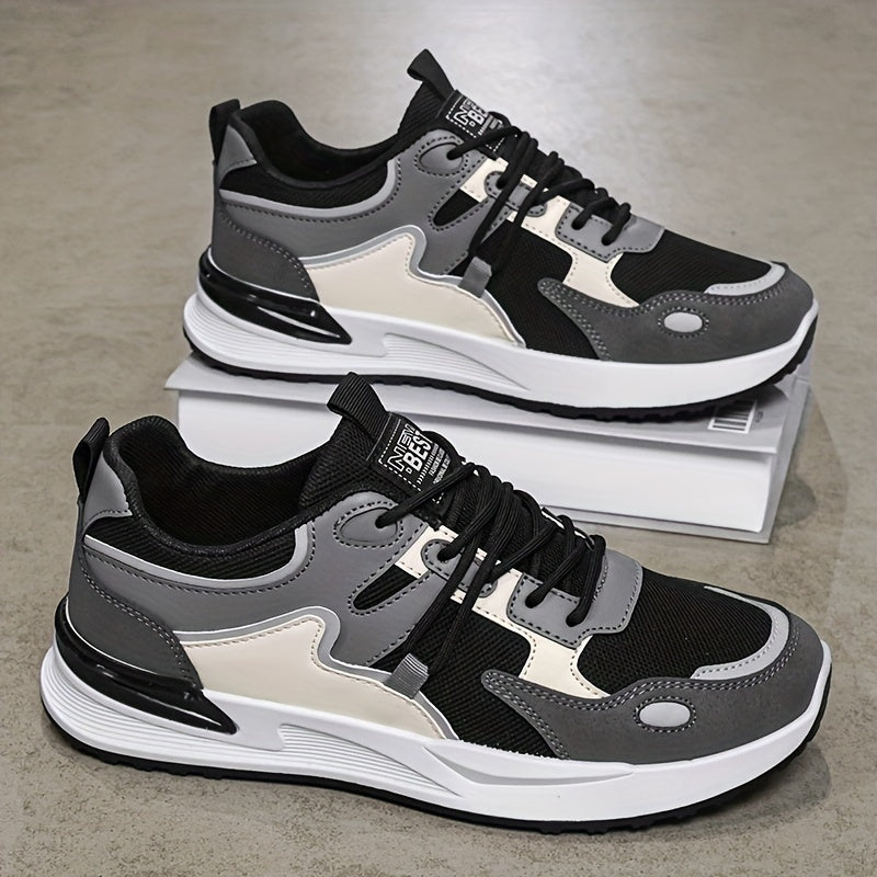 Zapatillas de malla transpirable para hombre blancas y azules con soporte acolchado y suela de PVC duradera