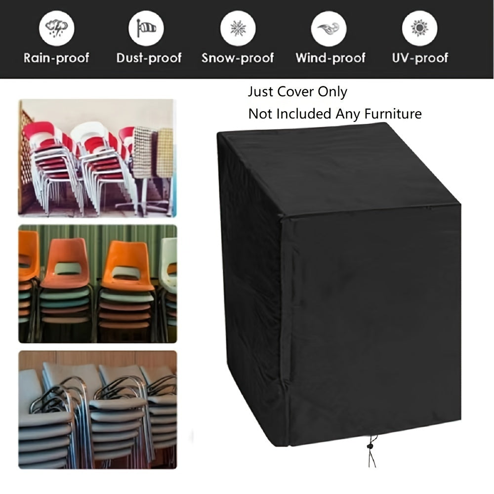 Outdoor Square Chair Cover Waterproof Dustproof UV Resistant 190T Polyester Taffeta Black
