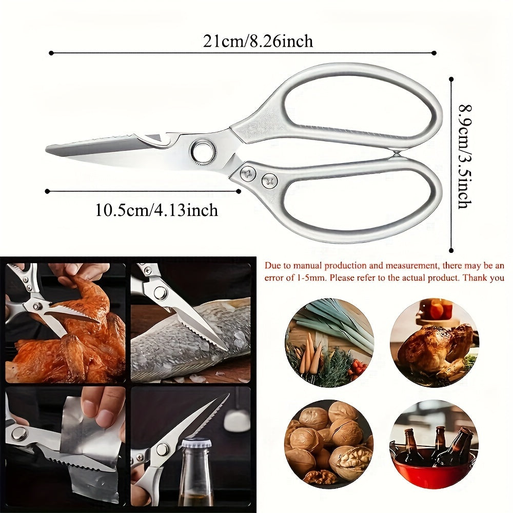 Stainless Steel Kitchen Scissors for Cutting Chicken Fish Bones with Fish Scale Scraper