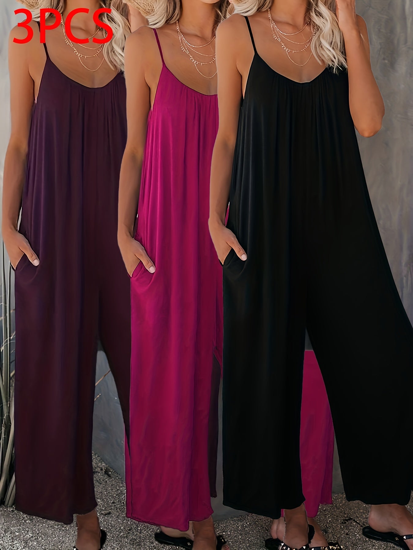 Women Summer Casual Strapless Jumpsuits Black Beige Red Pockets Stretchy