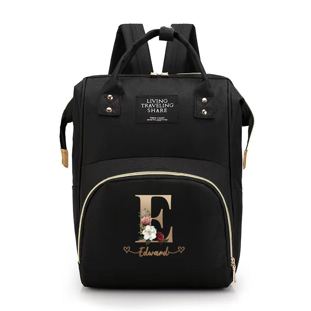 Personalized Mommy Diaper Bag with Custom Initials, Oxford Cloth, Generous Storage