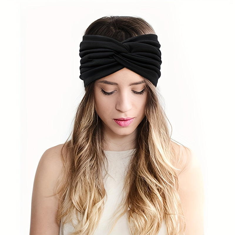 Set of 4 Bohemian Style Sports Headbands Elastic Turbans for Yoga and Workout Women