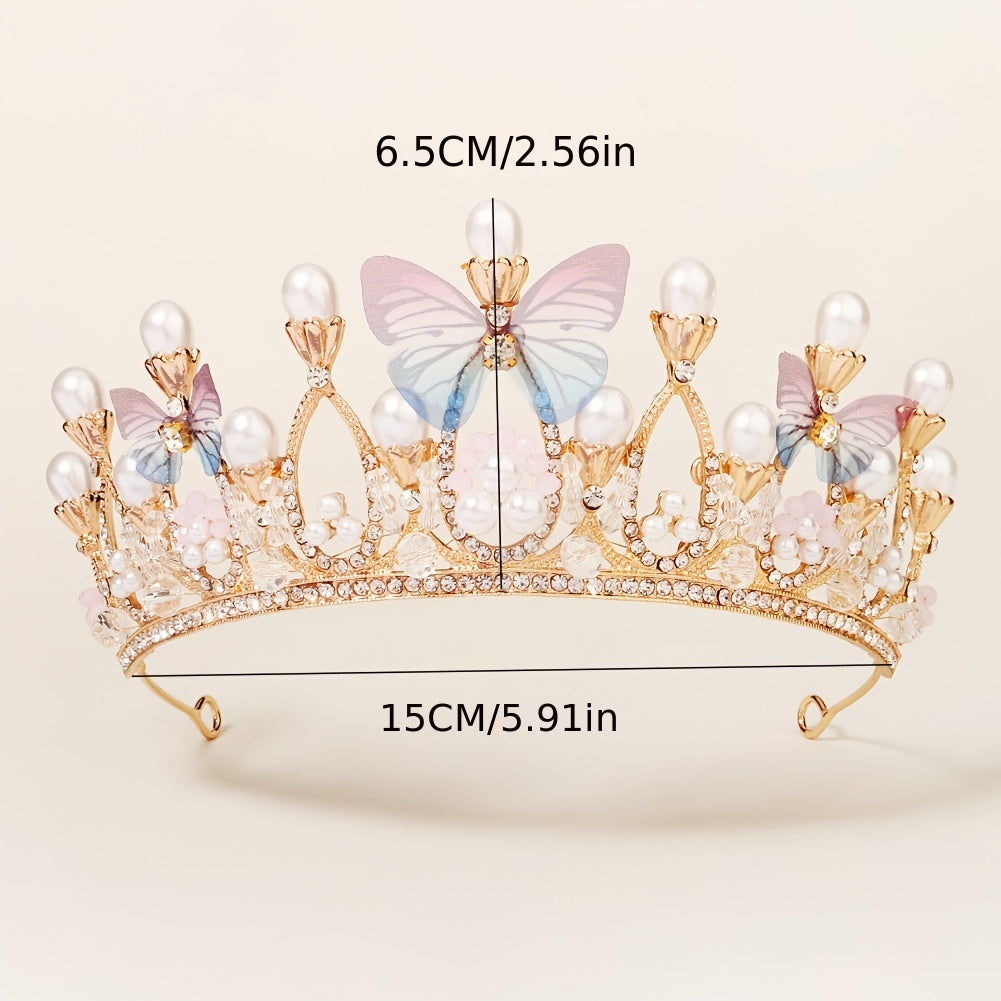 Butterfly Rhinestone Tiara Fairy Crown for Wedding Prom Birthday Daily Wear