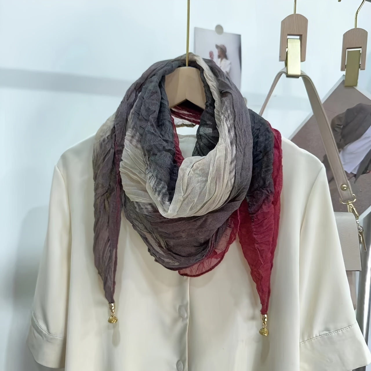 Ayollar uchun Bohemiy Linen sharf, gradient vintage bosma, 83 sm uzun sharf