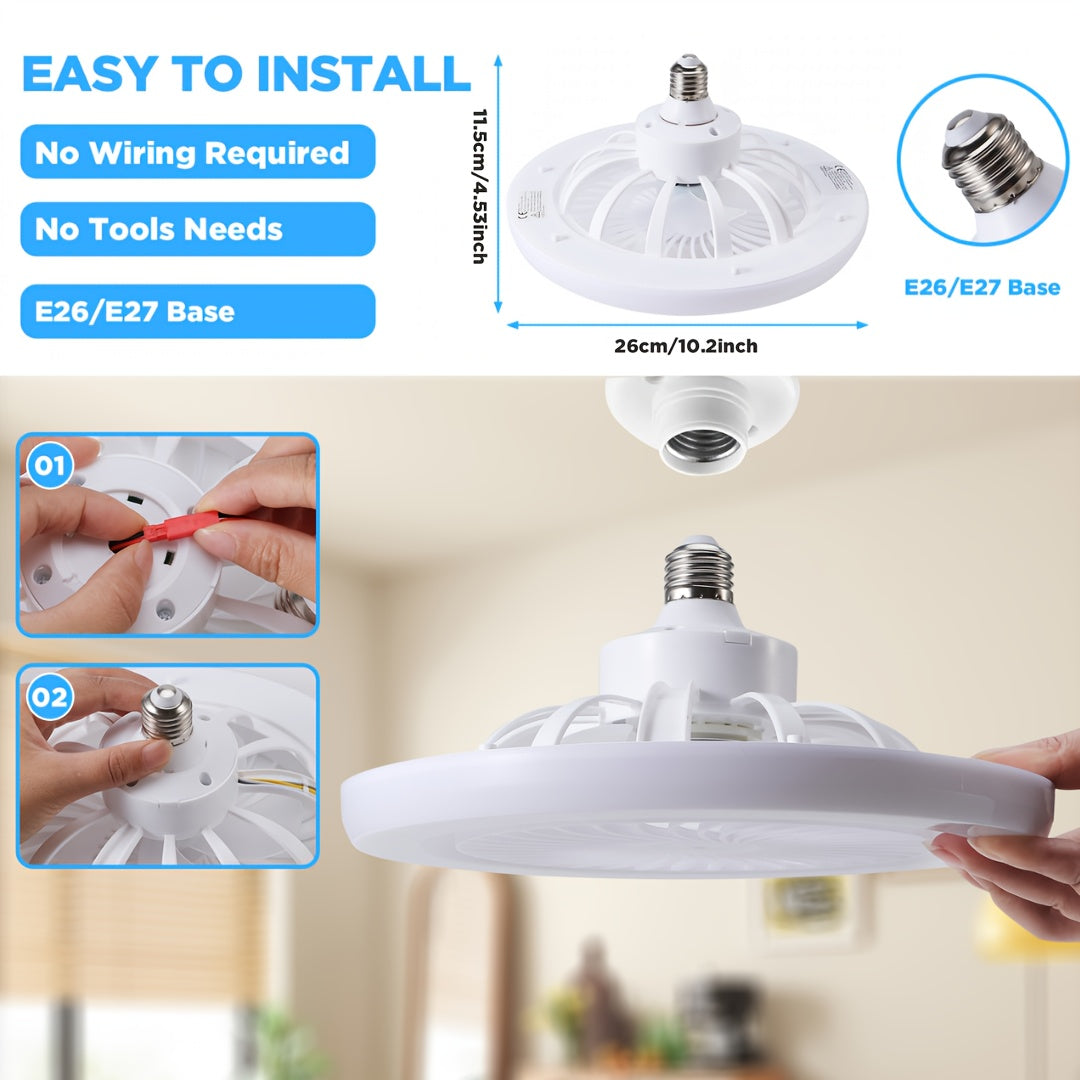 White LED Ceiling Fan Light with Remote Control Dimmable 3-Speed Timer for Indoor Use