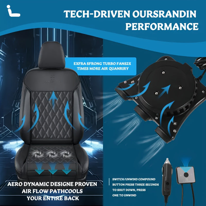 Чехол-охладитель для автомобильного сиденья из искусственной кожи, летний охлаждающий подкладка, черный, регулируемый поток воздуха