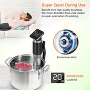 Biolomix 5-avlod WiFi Vacuum Sealer - Stainless Steel, Aqlli App Boshqaruvi, Past Haroratli Sekin Pishiruvchi, Yevropa Ulanishi, Batareyasiz, Go'sht va Sabzavotlarni Yopish uchun Ideal