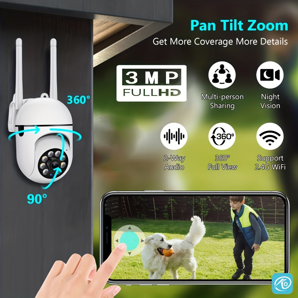 Wireless Security Camera 1440P HD PTZ Night Vision Motion Detection Indoor Outdoor
