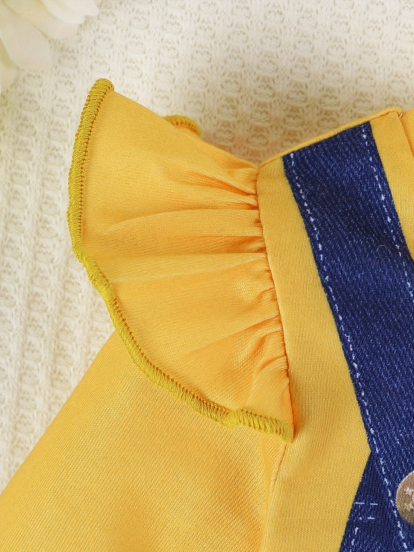 Baby Girl Spring Dress with Lotus Leaf Sleeves Floral Pattern and Bee Design for Toddler Girls