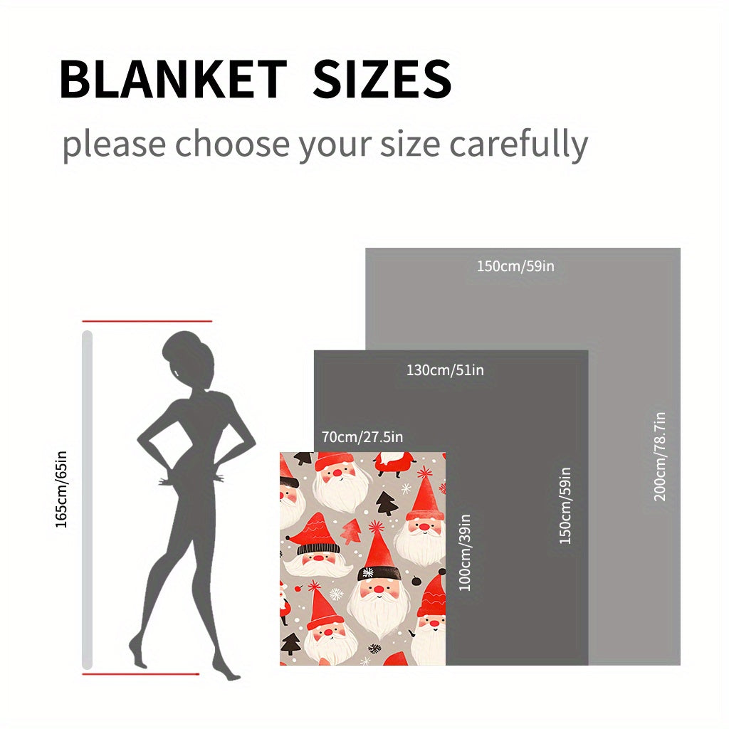 Christmas Elf Pattern Flannel Throw Blanket Lightweight Plush Cozy for Sofa Bed Camping